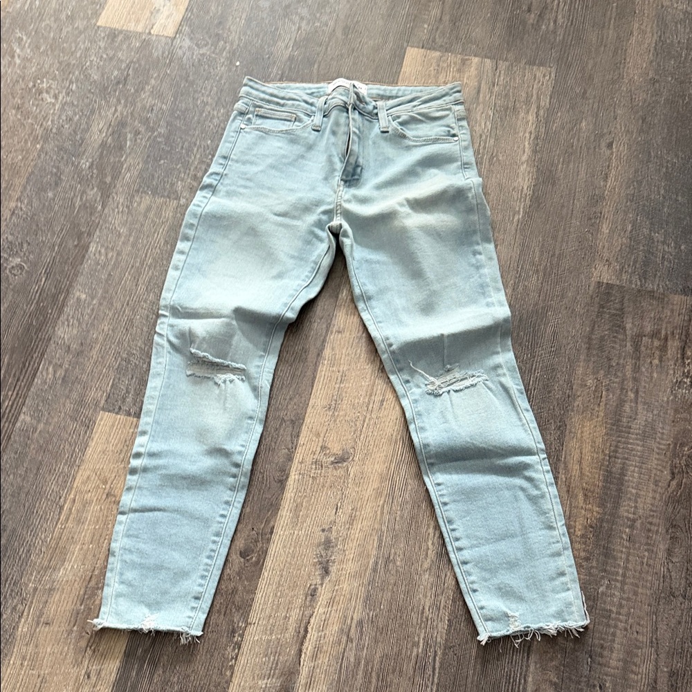 Just Black Light Blue Distressed Ankle Jeans